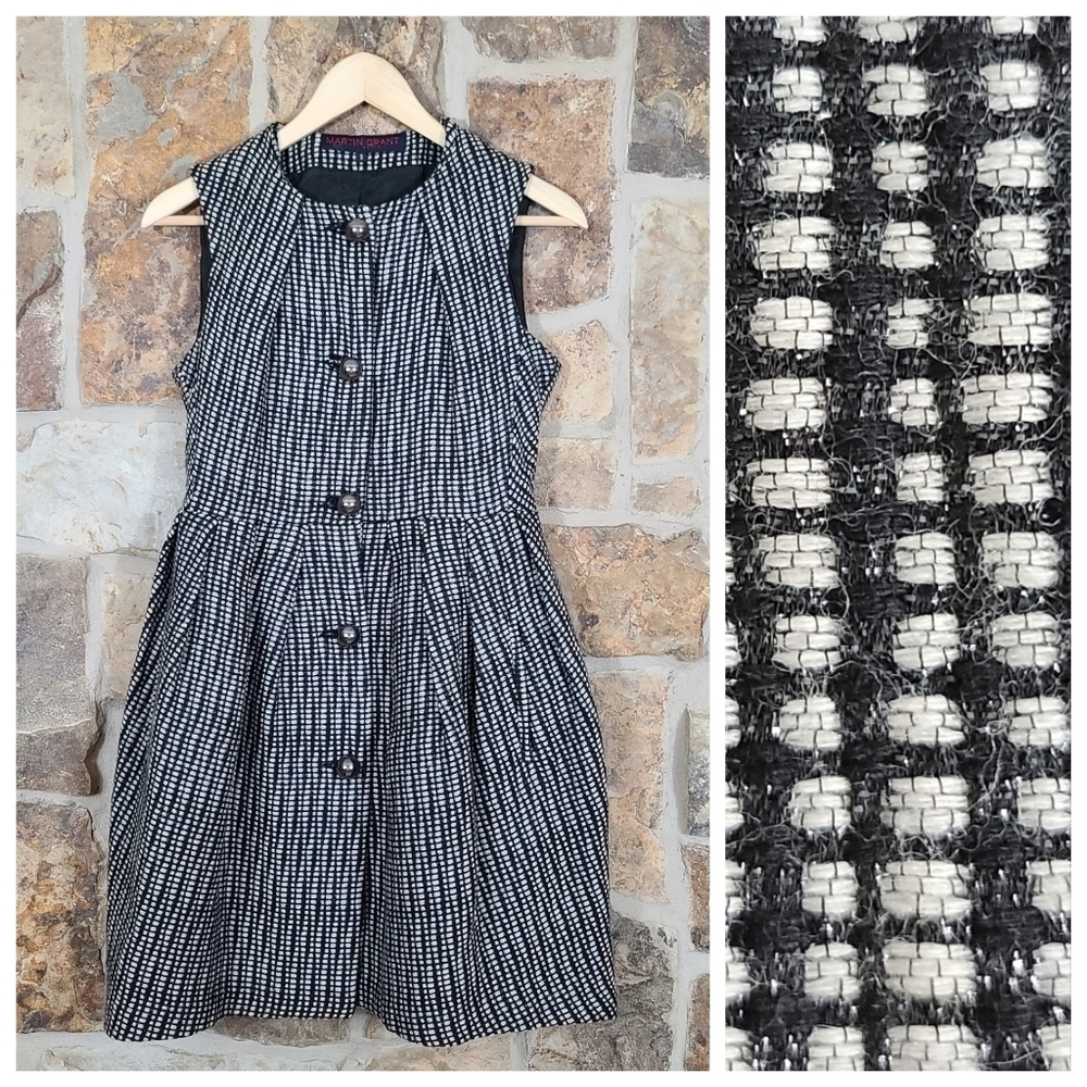 Martin Grant S SMALL Wool Mesh Tweed Dress